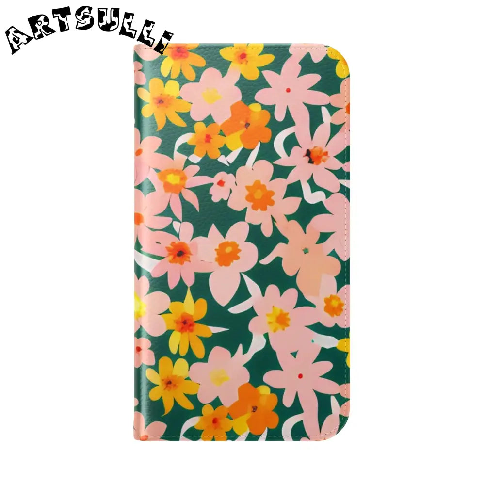 Floral Pattern Faux Leather Flip Cases, Artsulli - Art is Long, Life is Short, Phone Case, , , , , , ,