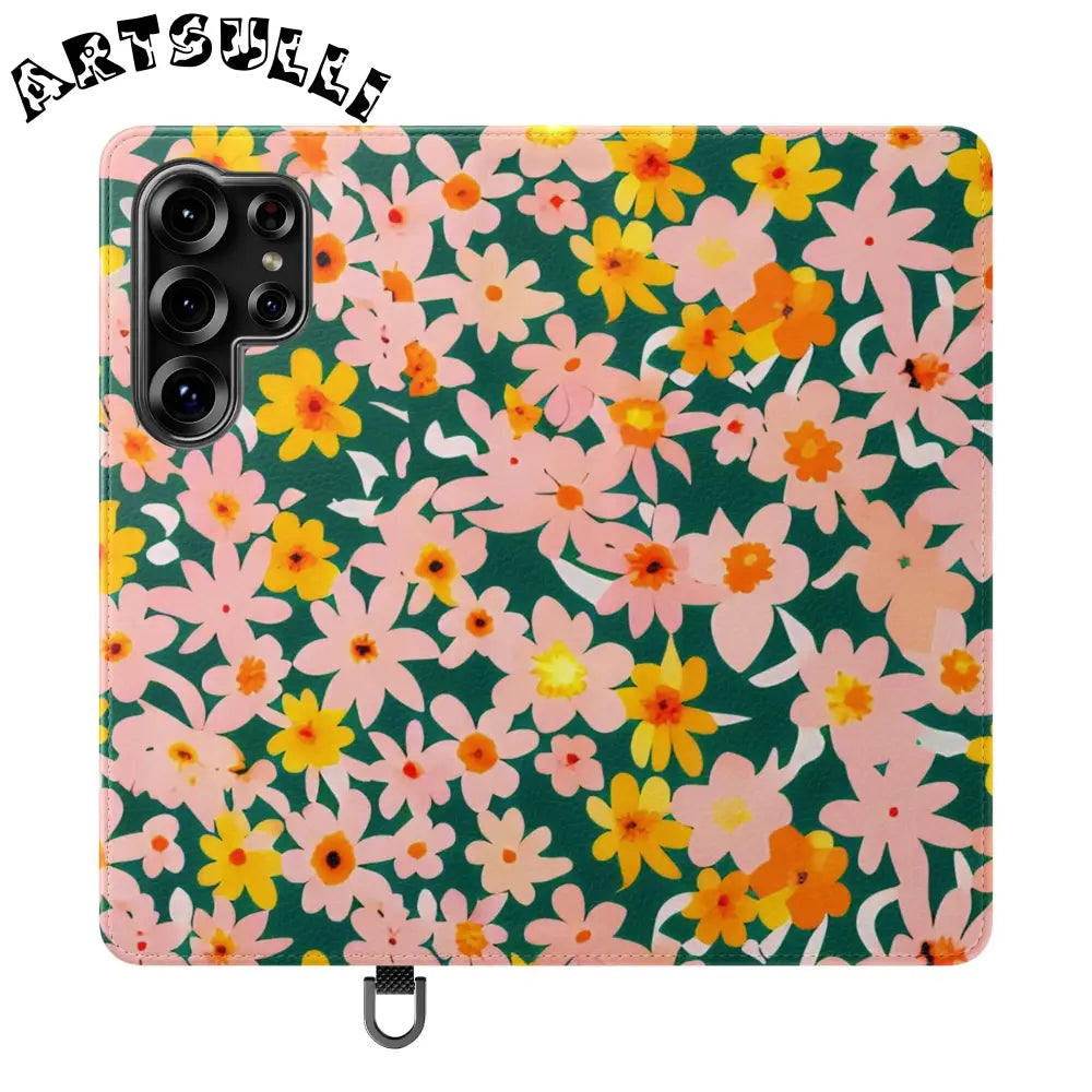 Floral Pattern Faux Leather Flip Cases, Artsulli - Art is Long, Life is Short, Phone Case, Size, Samsung Galaxy S25 Ultra, , , , , 23563659756827029211