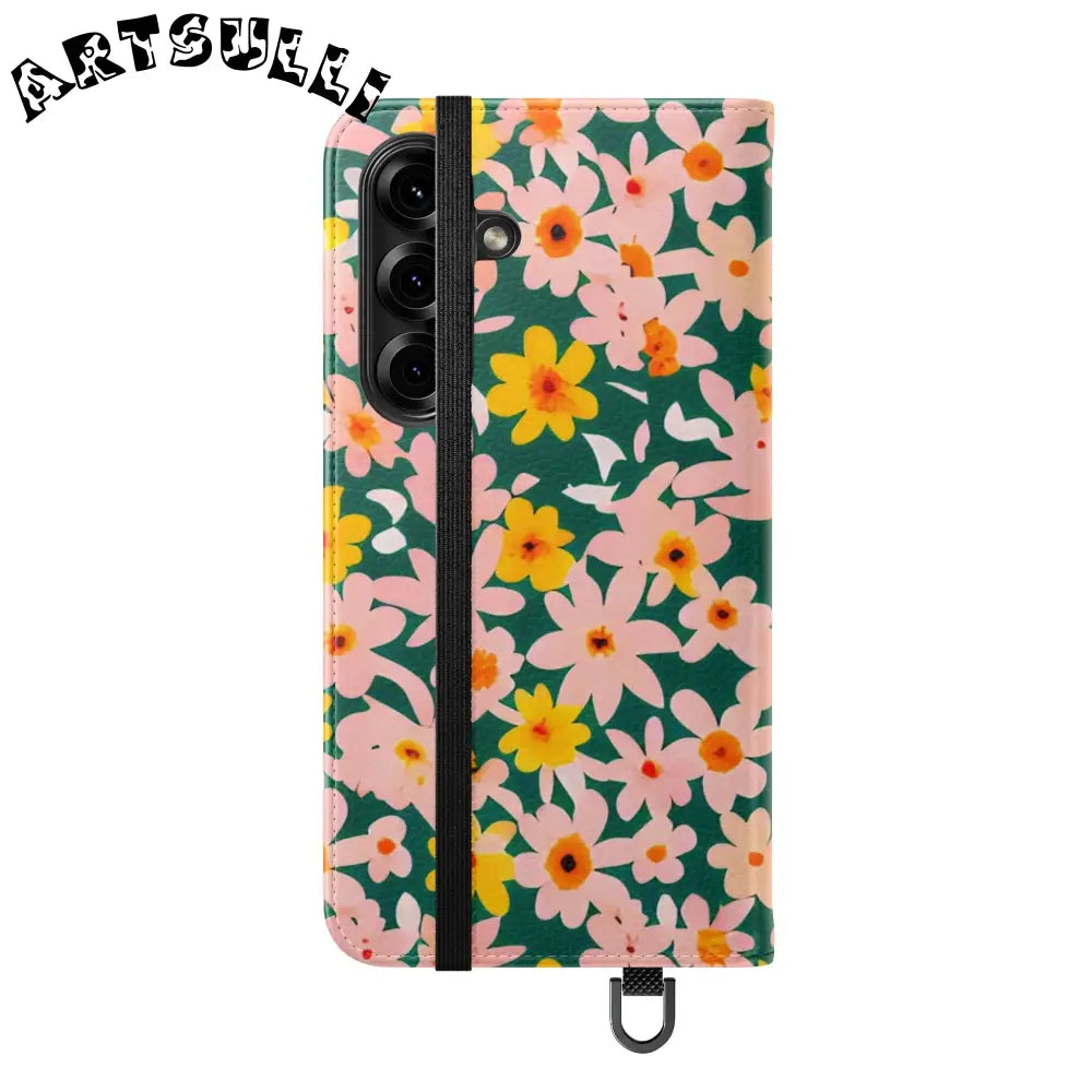 Floral Pattern Faux Leather Flip Cases, Artsulli - Art is Long, Life is Short, Phone Case, , , , , , ,