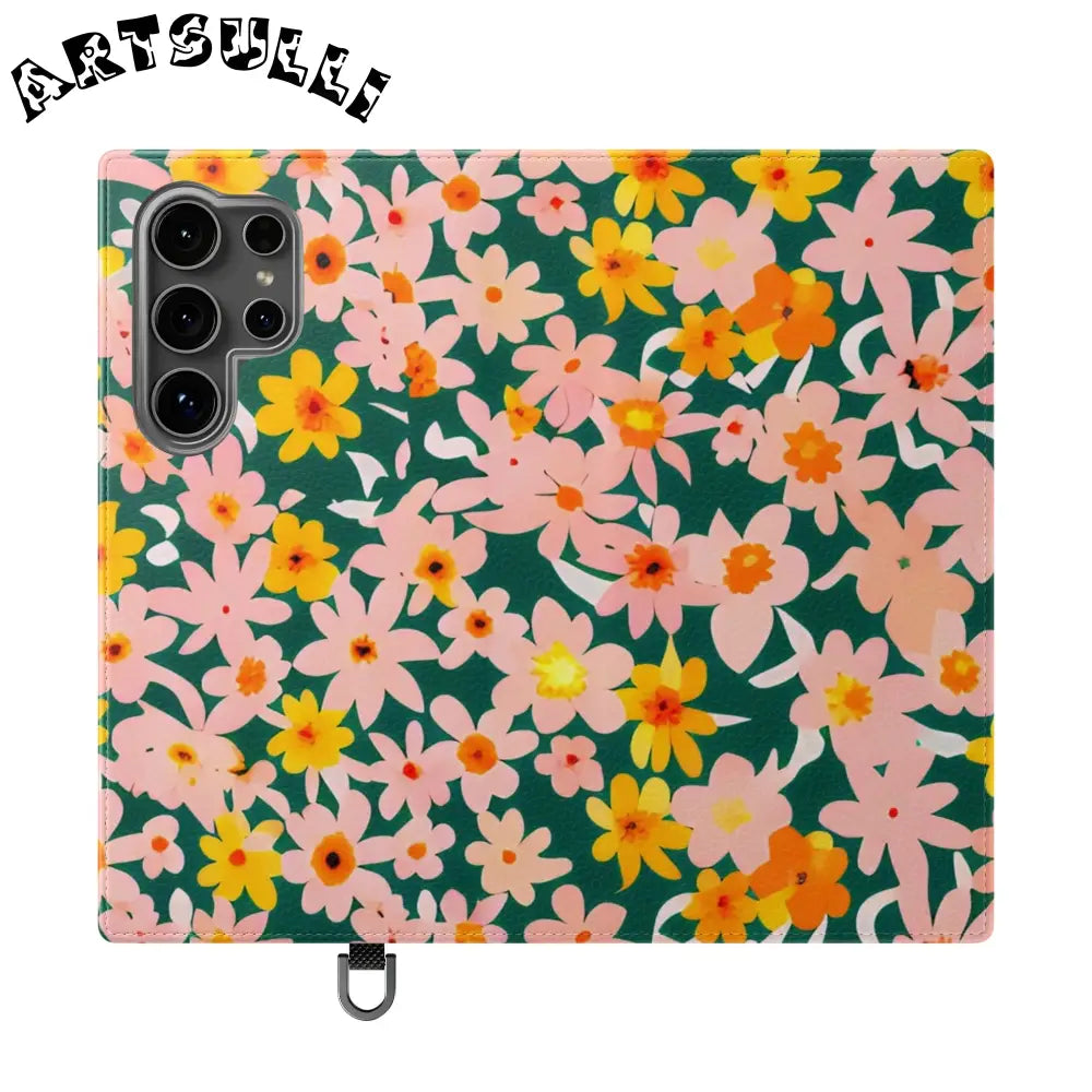 Floral Pattern Faux Leather Flip Cases, Artsulli - Art is Long, Life is Short, Phone Case, Size, Samsung Galaxy S24 Ultra, , , , , 39090735397601445525