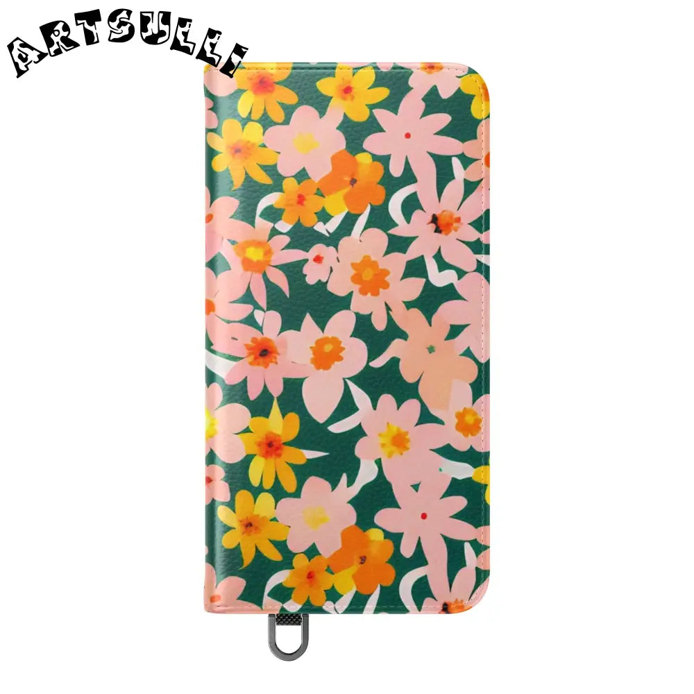 Floral Pattern Faux Leather Flip Cases, Artsulli - Art is Long, Life is Short, Phone Case, , , , , , ,