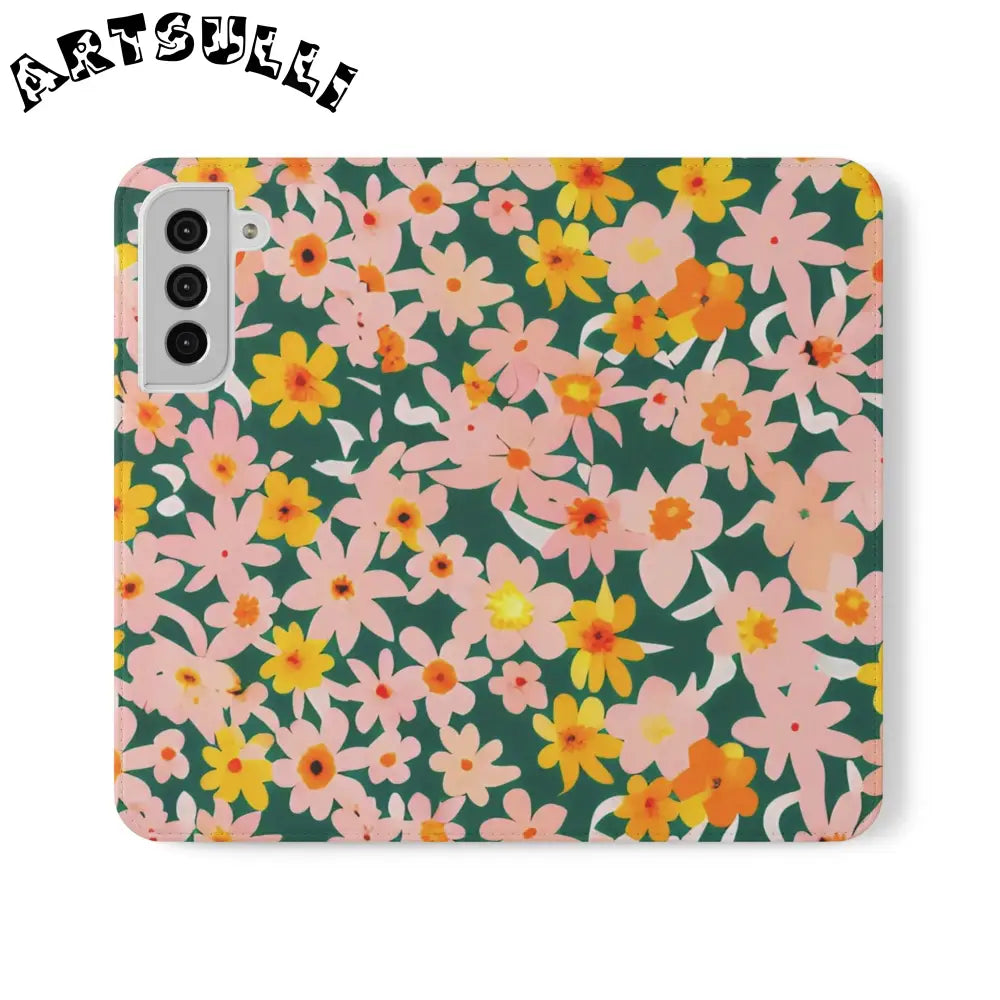 Floral Pattern Faux Leather Flip Cases, Artsulli - Art is Long, Life is Short, Phone Case, Size, Samsung Galaxy S22 Plus, , , , , 14819727755721880180