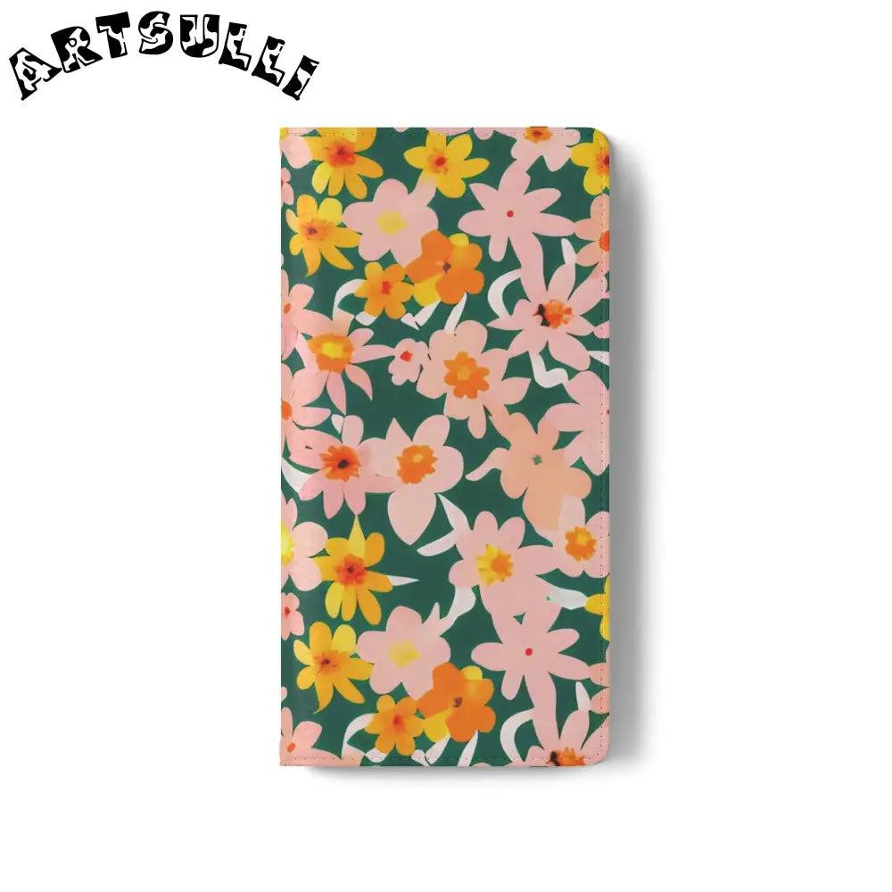 Floral Pattern Faux Leather Flip Cases, Artsulli - Art is Long, Life is Short, Phone Case, , , , , , ,
