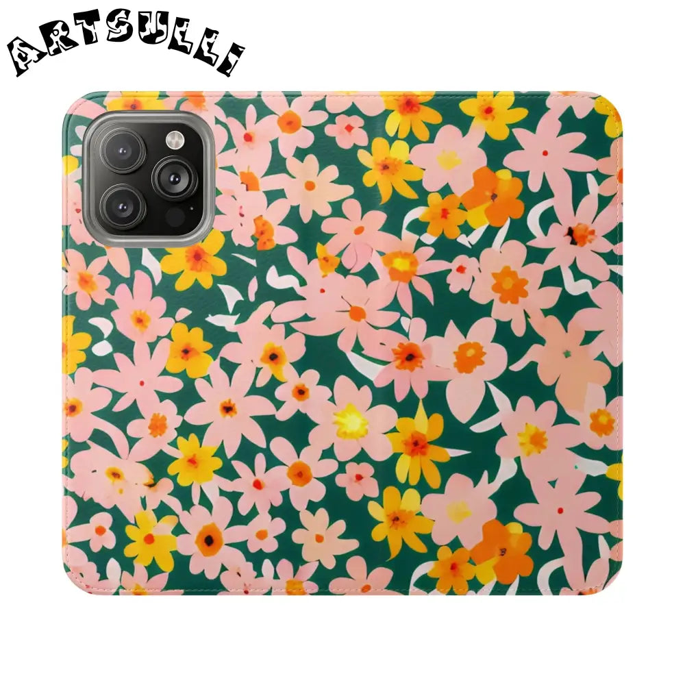 Floral Pattern Faux Leather Flip Cases, Artsulli - Art is Long, Life is Short, Phone Case, Size, iPhone 14 Pro Max, , , , , 10603417117994958365