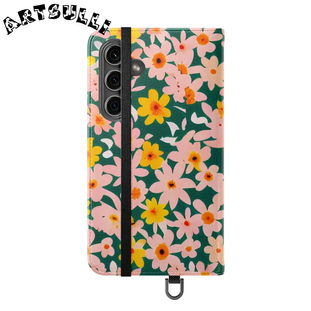 Floral Pattern Faux Leather Flip Cases, Artsulli - Art is Long, Life is Short, Phone Case, , , , , , ,