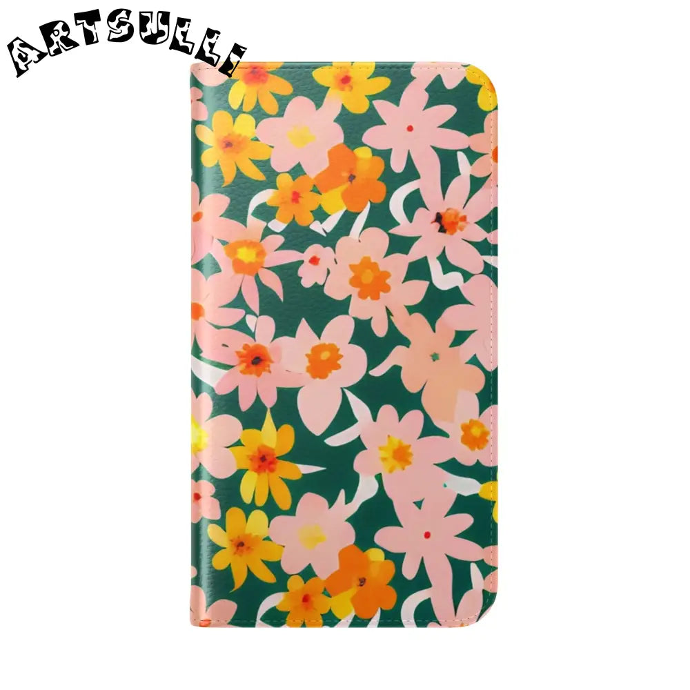 Floral Pattern Faux Leather Flip Cases, Artsulli - Art is Long, Life is Short, Phone Case, , , , , , ,