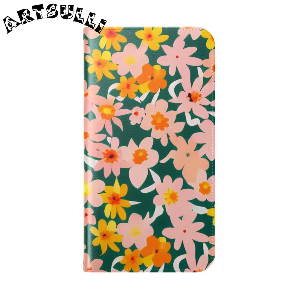 Floral Pattern Faux Leather Flip Cases, Artsulli - Art is Long, Life is Short, Phone Case, , , , , , ,
