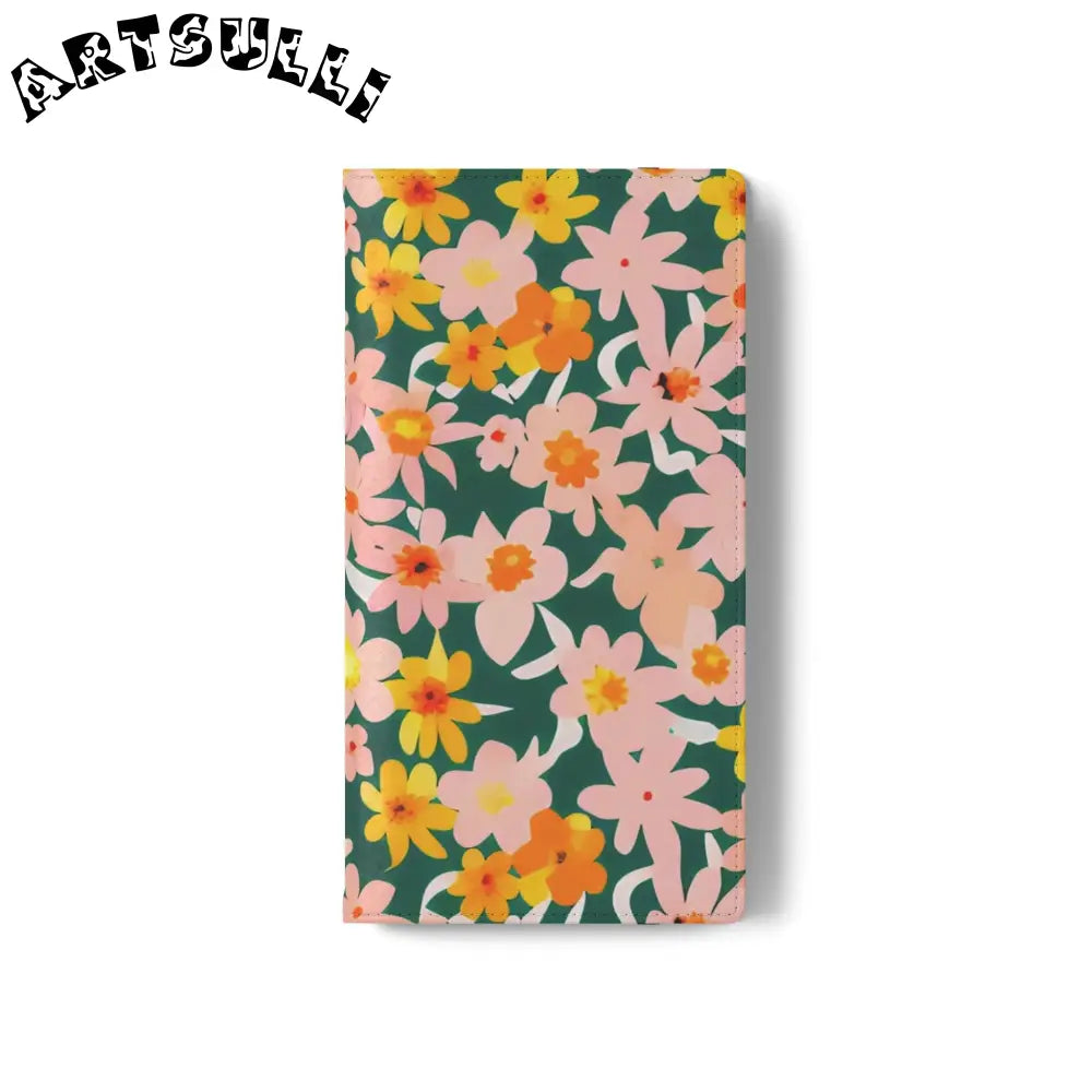 Floral Pattern Faux Leather Flip Cases, Artsulli - Art is Long, Life is Short, Phone Case, , , , , , ,