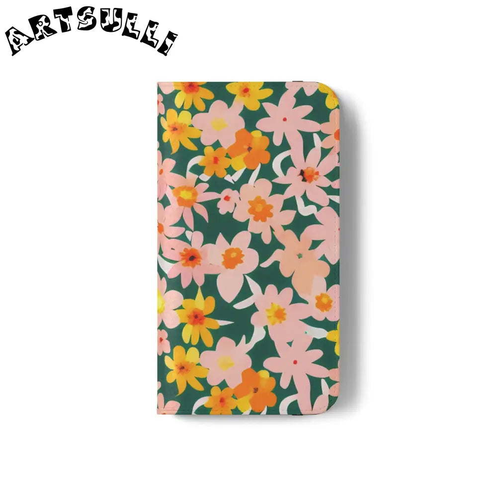 Floral Pattern Faux Leather Flip Cases, Artsulli - Art is Long, Life is Short, Phone Case, , , , , , ,