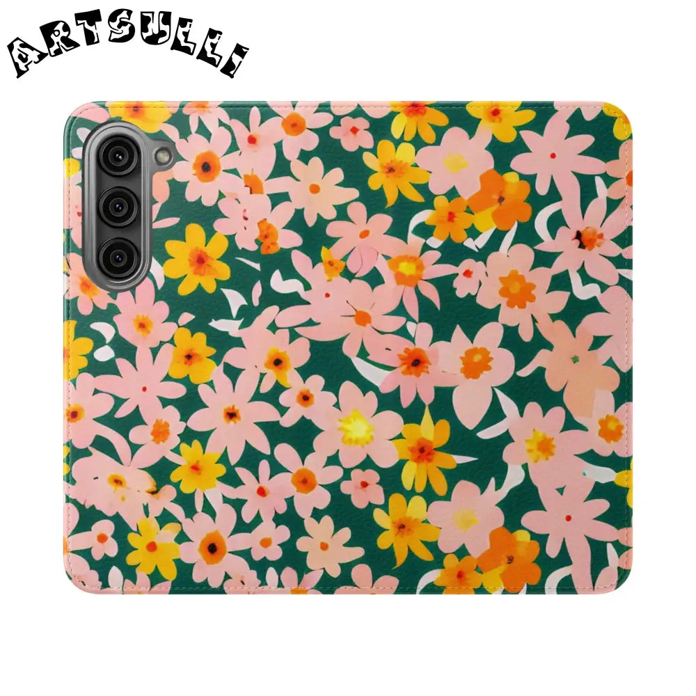 Floral Pattern Faux Leather Flip Cases, Artsulli - Art is Long, Life is Short, Phone Case, Size, Samsung Galaxy S23, , , , , 24759639631427753171