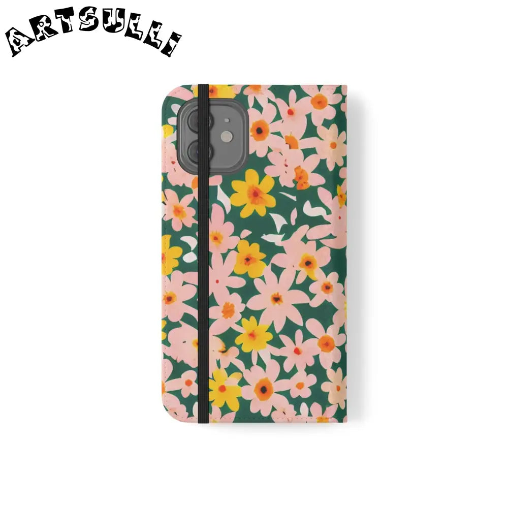 Floral Pattern Faux Leather Flip Cases, Artsulli - Art is Long, Life is Short, Phone Case, , , , , , ,