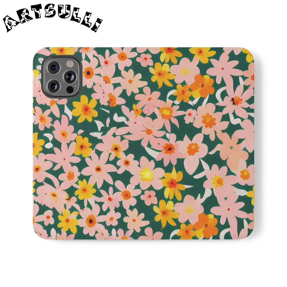 Floral Pattern Faux Leather Flip Cases, Artsulli - Art is Long, Life is Short, Phone Case, Size, iPhone 12 Pro, , , , , 18371650336647390048