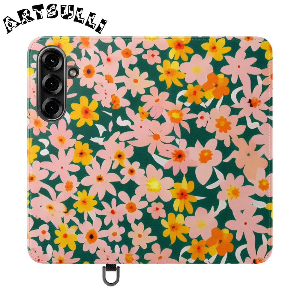 Floral Pattern Faux Leather Flip Cases, Artsulli - Art is Long, Life is Short, Phone Case, Size, Samsung Galaxy S25, , , , , 12412917003011936494