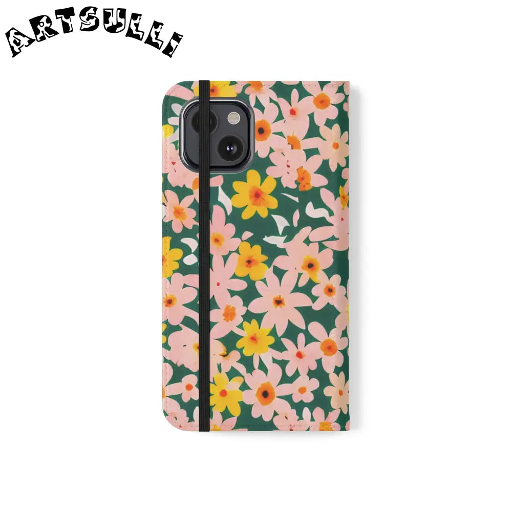 Floral Pattern Faux Leather Flip Cases, Artsulli - Art is Long, Life is Short, Phone Case, , , , , , ,