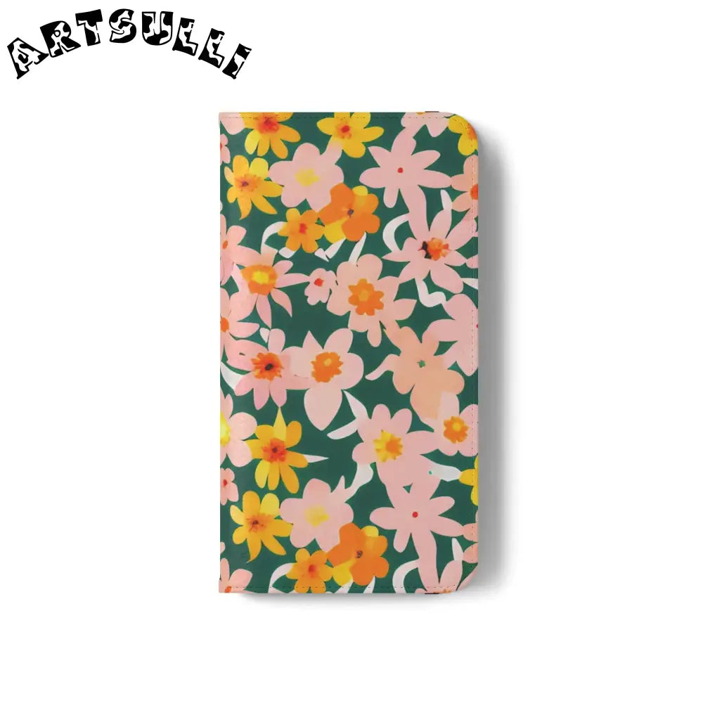 Floral Pattern Faux Leather Flip Cases, Artsulli - Art is Long, Life is Short, Phone Case, , , , , , ,