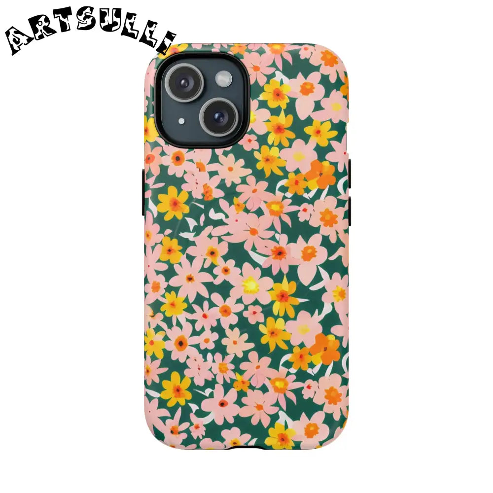 Floral Pattern MagSafe Phone Case, Artsulli - Art is Long, Life is Short, Phone Case, Size, iPhone 15, Surface, Matte, , , 17621635725210927628