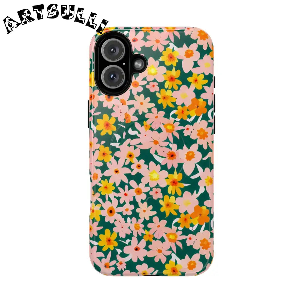 Floral Pattern MagSafe Phone Case, Artsulli - Art is Long, Life is Short, Phone Case, Size, iPhone 16 Plus, Surface, Glossy, , , 29153536952670279817