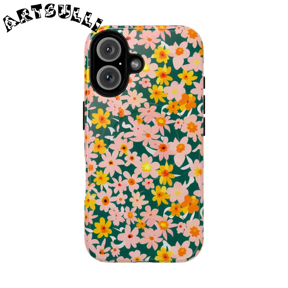 Floral Pattern MagSafe Phone Case, Artsulli - Art is Long, Life is Short, Phone Case, Size, iPhone 16, Surface, Glossy, , , 93571629188144658047