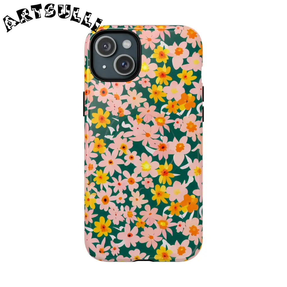Floral Pattern MagSafe Phone Case, Artsulli - Art is Long, Life is Short, Phone Case, Size, iPhone 15 Plus, Surface, Glossy, , , 33024642999756973081