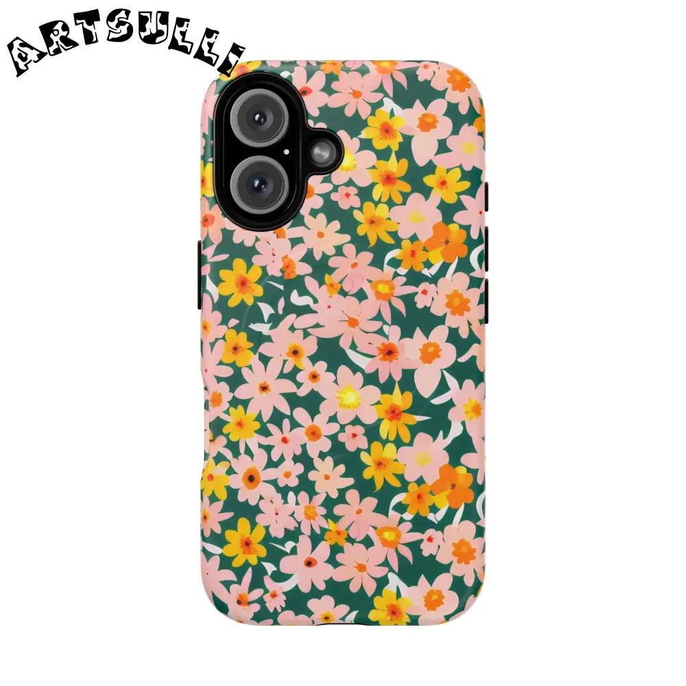 Floral Pattern MagSafe Phone Case, Artsulli - Art is Long, Life is Short, Phone Case, Size, iPhone 16, Surface, Matte, , , 19145362354077292029