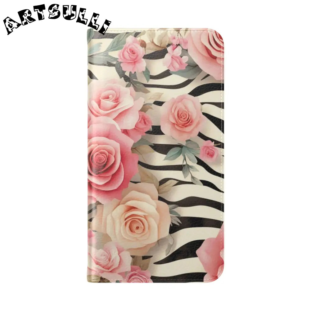 Floral Zebra Print Flip Cases, Artsulli - Art is Long, Life is Short, Phone Case, , , , , , ,