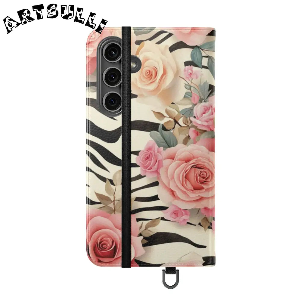 Floral Zebra Print Flip Cases, Artsulli - Art is Long, Life is Short, Phone Case, , , , , , ,