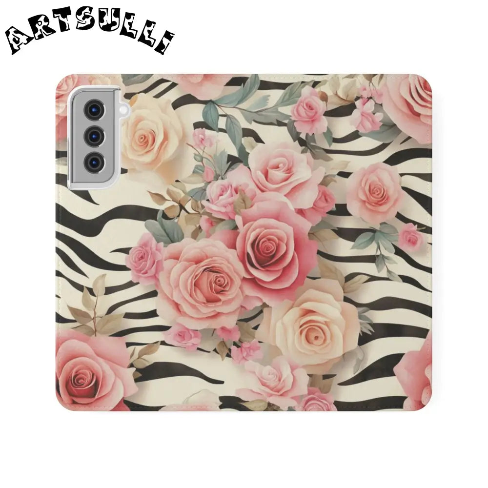 Floral Zebra Print Flip Cases, Artsulli - Art is Long, Life is Short, Phone Case, Size, Samsung Galaxy S21, , , , , 21989874375312386251