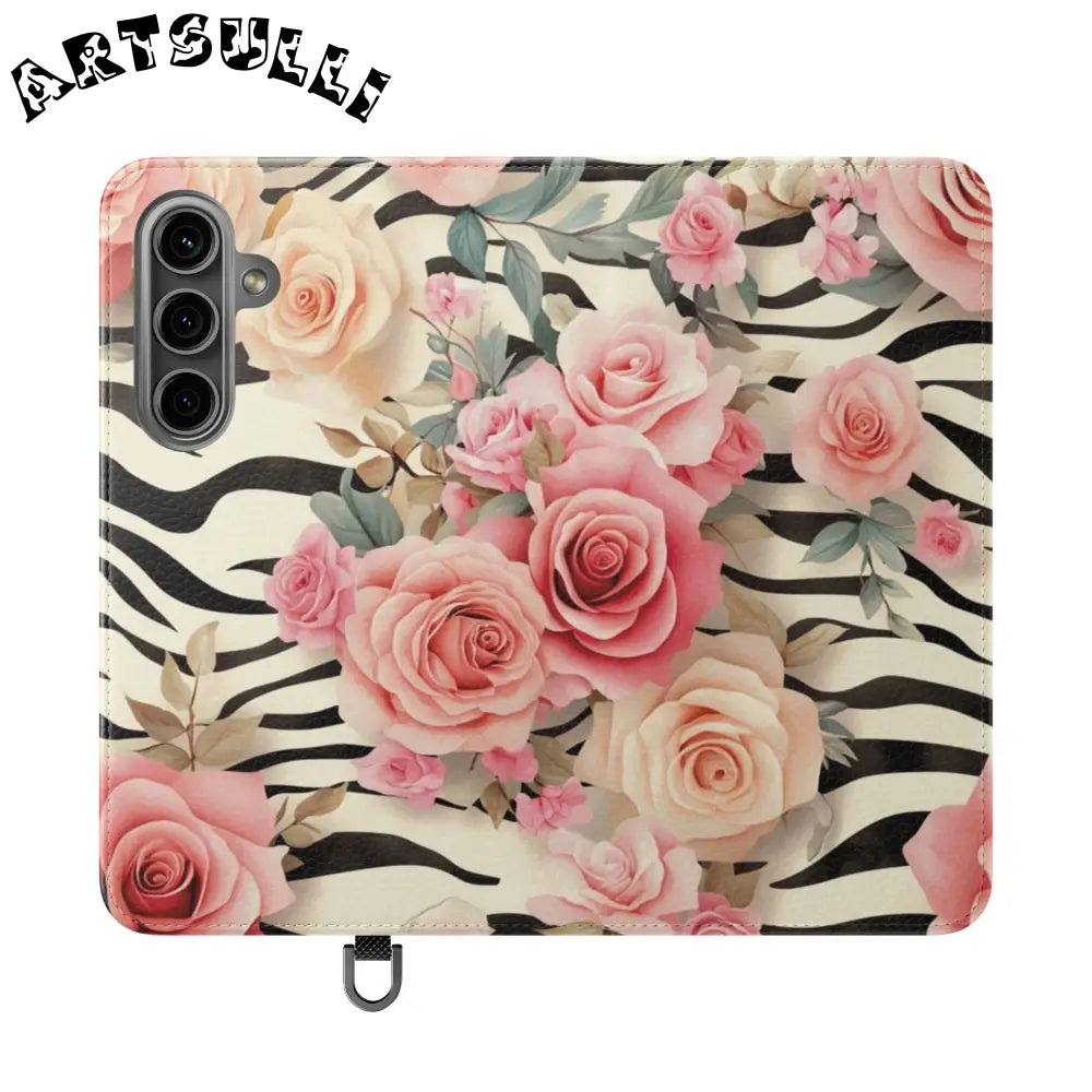 Floral Zebra Print Flip Cases, Artsulli - Art is Long, Life is Short, Phone Case, Size, Samsung Galaxy S24, , , , , 30142235177384622333