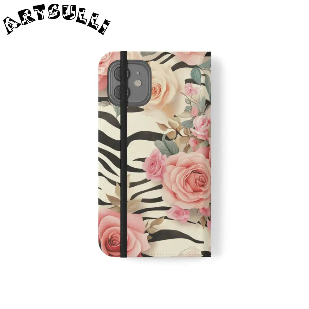Floral Zebra Print Flip Cases, Artsulli - Art is Long, Life is Short, Phone Case, , , , , , ,