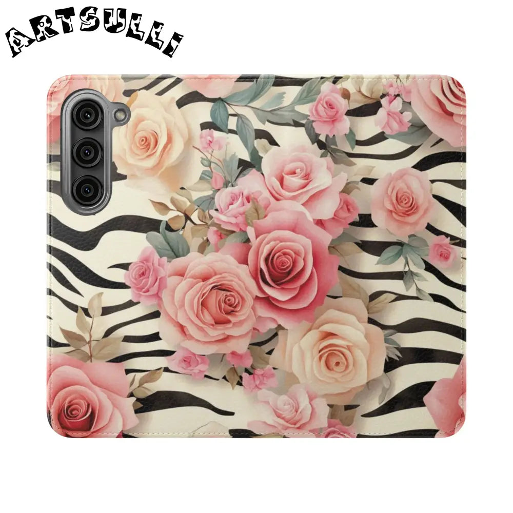 Floral Zebra Print Flip Cases, Artsulli - Art is Long, Life is Short, Phone Case, Size, Samsung Galaxy S23, , , , , 10007295738099472800