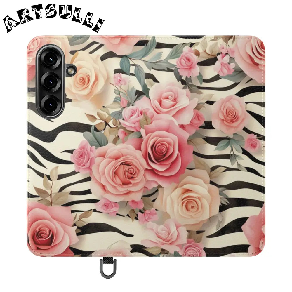 Floral Zebra Print Flip Cases, Artsulli - Art is Long, Life is Short, Phone Case, Size, Samsung Galaxy S25, , , , , 15046976324561792282