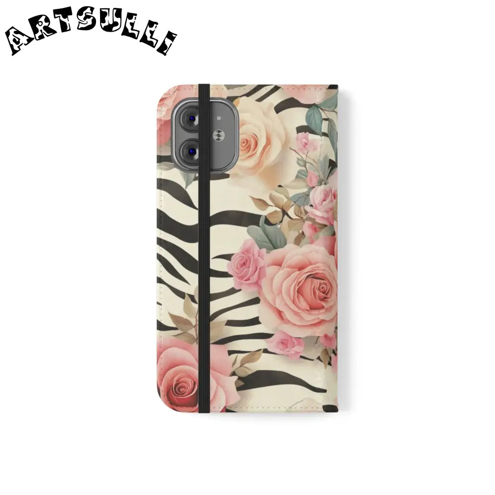 Floral Zebra Print Flip Cases, Artsulli - Art is Long, Life is Short, Phone Case, , , , , , ,