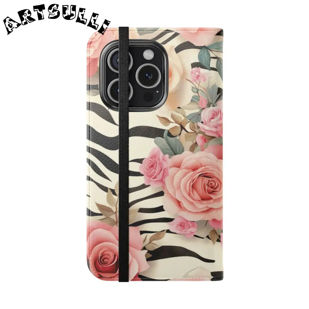 Floral Zebra Print Flip Cases, Artsulli - Art is Long, Life is Short, Phone Case, , , , , , ,