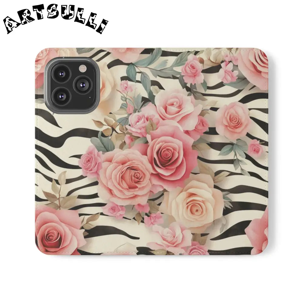 Floral Zebra Print Flip Cases, Artsulli - Art is Long, Life is Short, Phone Case, Size, iPhone 13 Pro, , , , , 31044015248516767168