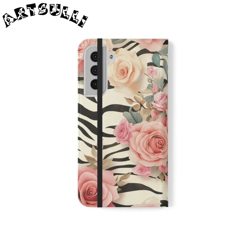 Floral Zebra Print Flip Cases, Artsulli - Art is Long, Life is Short, Phone Case, , , , , , ,