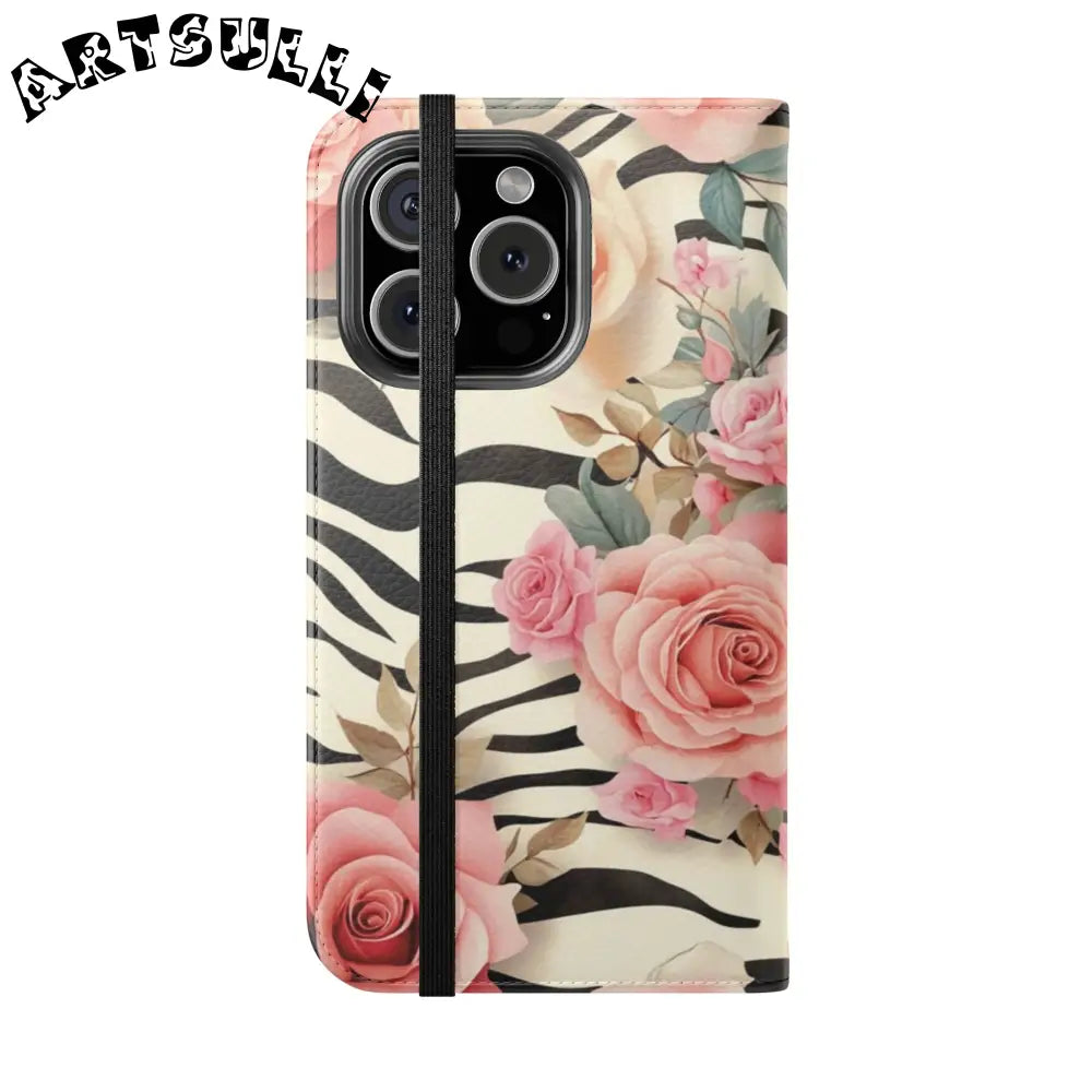 Floral Zebra Print Flip Cases, Artsulli - Art is Long, Life is Short, Phone Case, , , , , , ,