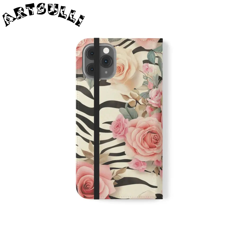 Floral Zebra Print Flip Cases, Artsulli - Art is Long, Life is Short, Phone Case, , , , , , ,