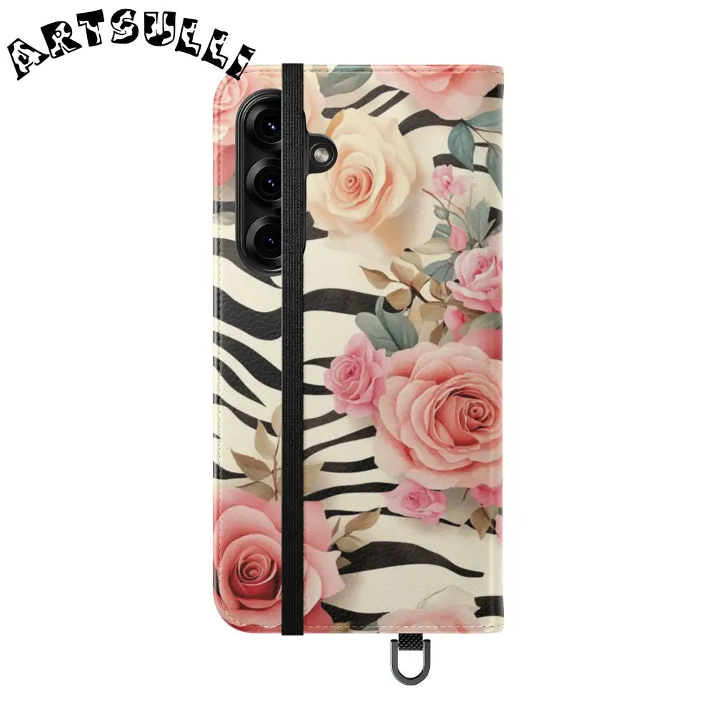 Floral Zebra Print Flip Cases, Artsulli - Art is Long, Life is Short, Phone Case, , , , , , ,