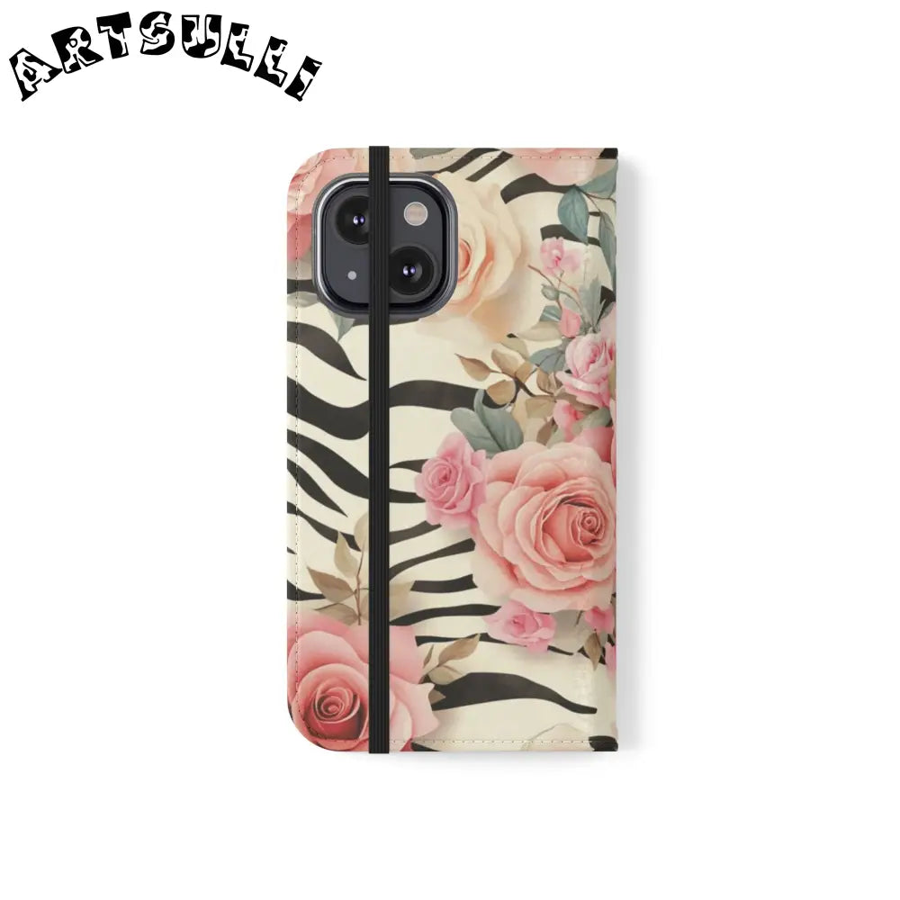 Floral Zebra Print Flip Cases, Artsulli - Art is Long, Life is Short, Phone Case, , , , , , ,