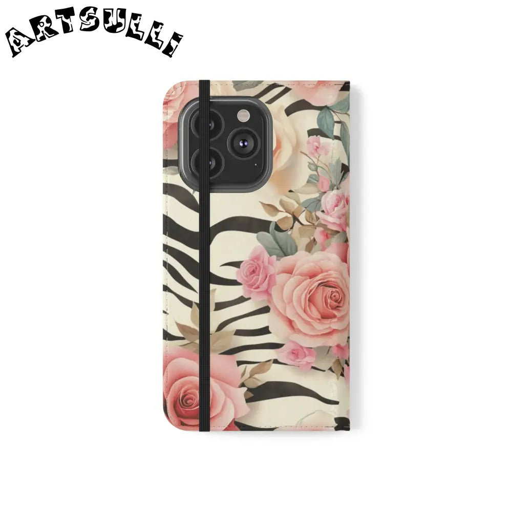 Floral Zebra Print Flip Cases, Artsulli - Art is Long, Life is Short, Phone Case, , , , , , ,