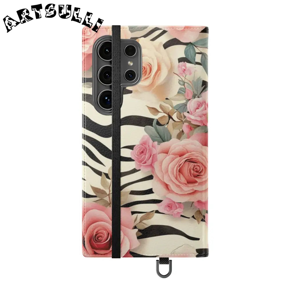 Floral Zebra Print Flip Cases, Artsulli - Art is Long, Life is Short, Phone Case, , , , , , ,