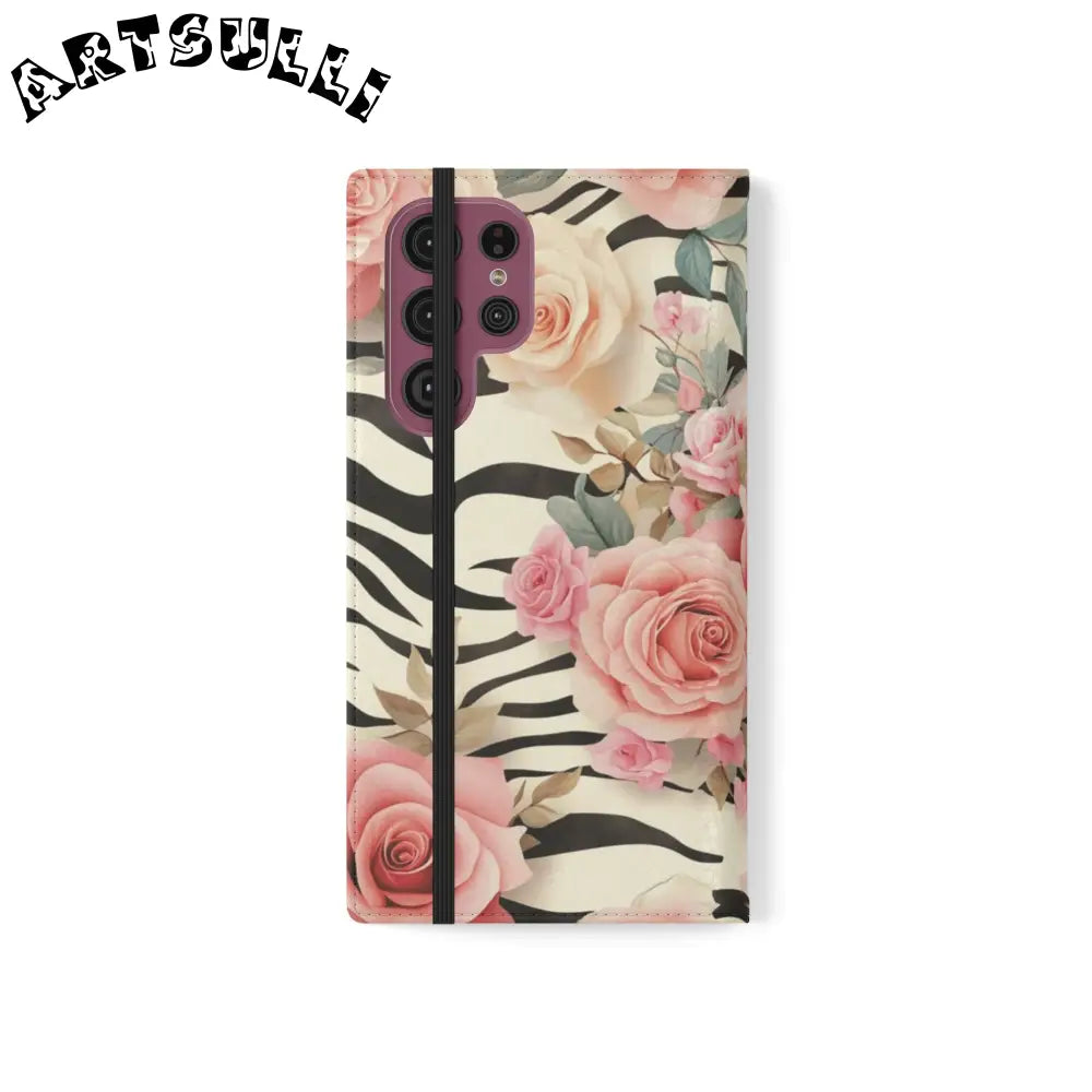 Floral Zebra Print Flip Cases, Artsulli - Art is Long, Life is Short, Phone Case, , , , , , ,
