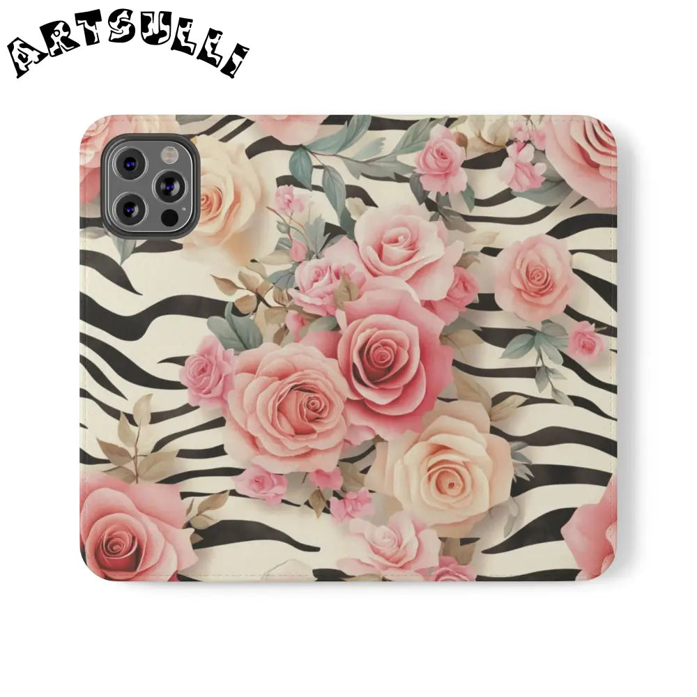 Floral Zebra Print Flip Cases, Artsulli - Art is Long, Life is Short, Phone Case, Size, iPhone 12 Pro, , , , , 13549563526568720067