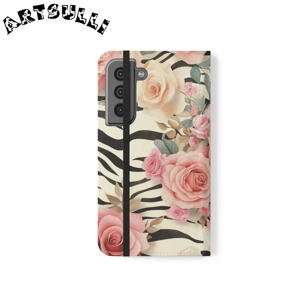 Floral Zebra Print Flip Cases, Artsulli - Art is Long, Life is Short, Phone Case, , , , , , ,