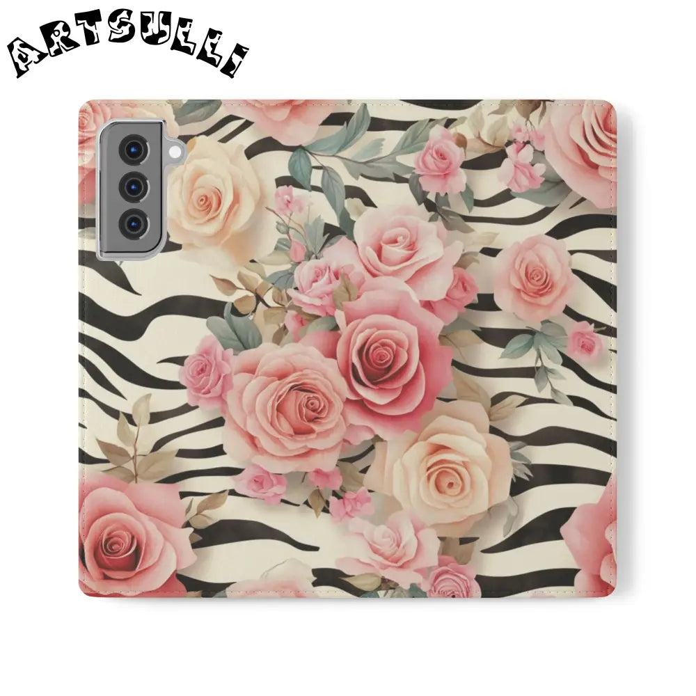 Floral Zebra Print Flip Cases, Artsulli - Art is Long, Life is Short, Phone Case, Size, Samsung Galaxy S21 Plus, , , , , 24876513325225068344