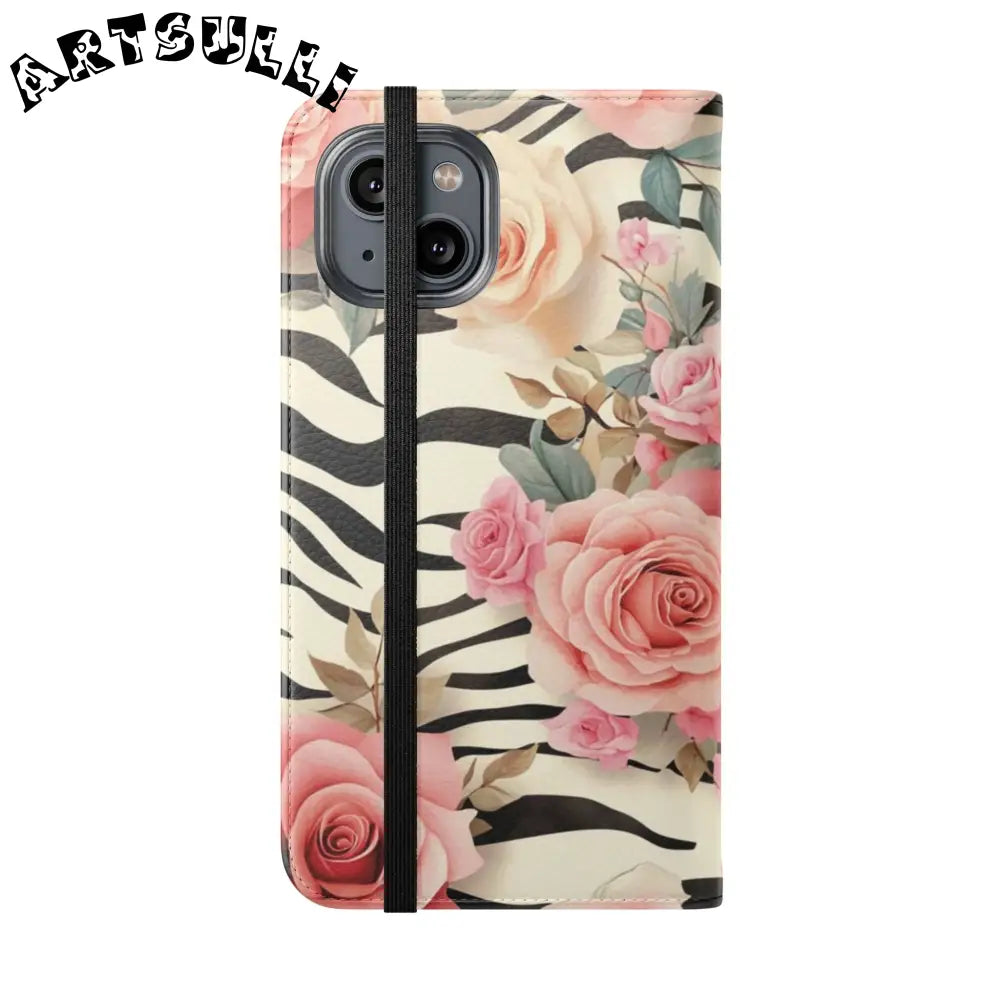 Floral Zebra Print Flip Cases, Artsulli - Art is Long, Life is Short, Phone Case, , , , , , ,