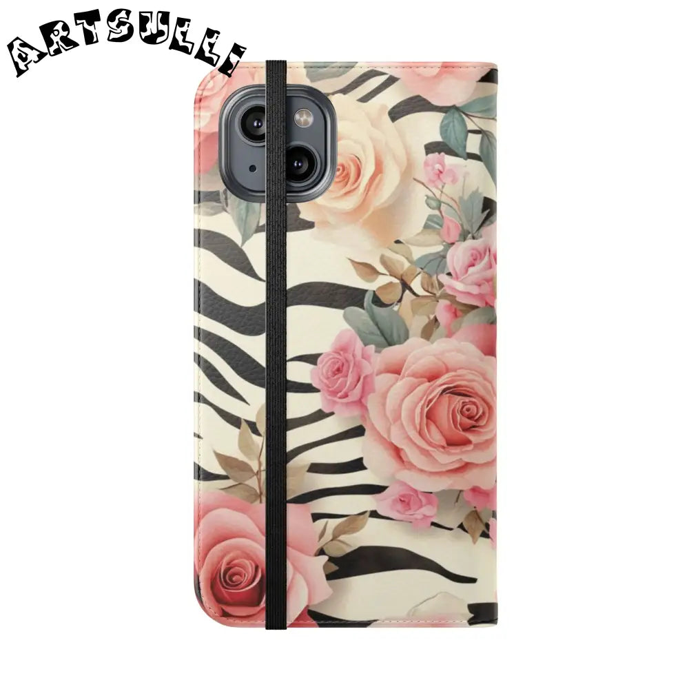Floral Zebra Print Flip Cases, Artsulli - Art is Long, Life is Short, Phone Case, , , , , , ,
