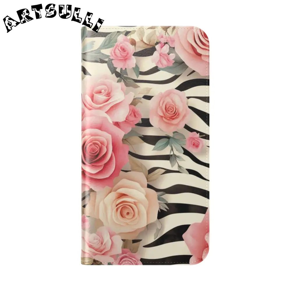 Floral Zebra Print Flip Cases, Artsulli - Art is Long, Life is Short, Phone Case, , , , , , ,