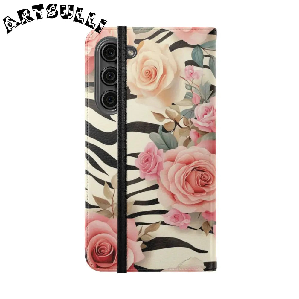 Floral Zebra Print Flip Cases, Artsulli - Art is Long, Life is Short, Phone Case, , , , , , ,