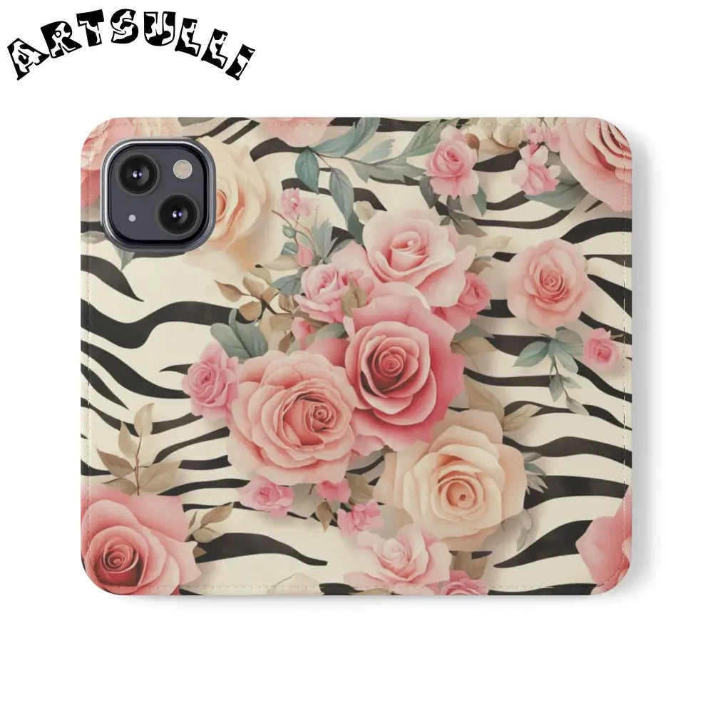 Floral Zebra Print Flip Cases, Artsulli - Art is Long, Life is Short, Phone Case, Size, iPhone 13 Mini, , , , , 16045034317974902891